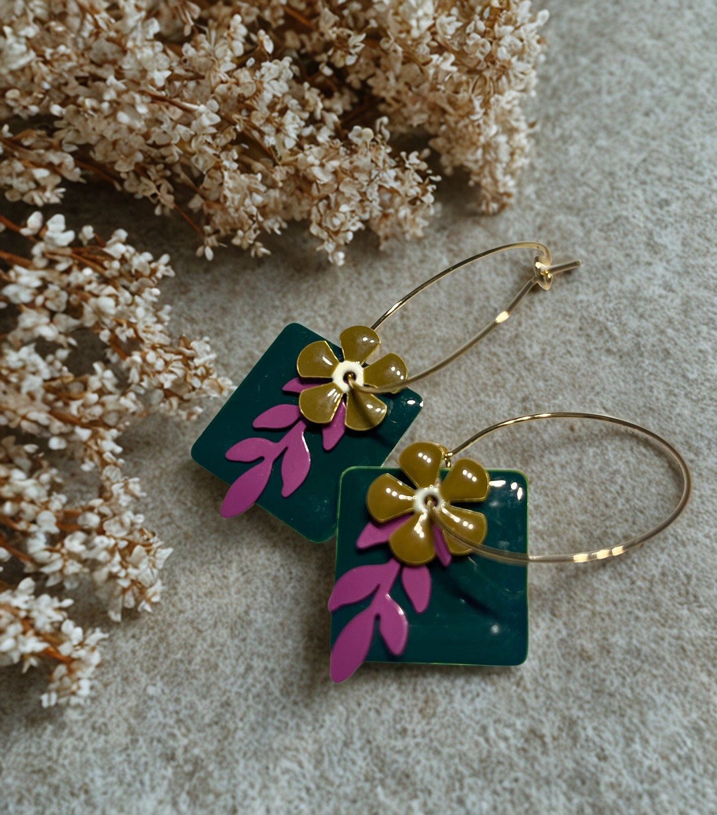 Orecchini Springtime in ottone e smalto